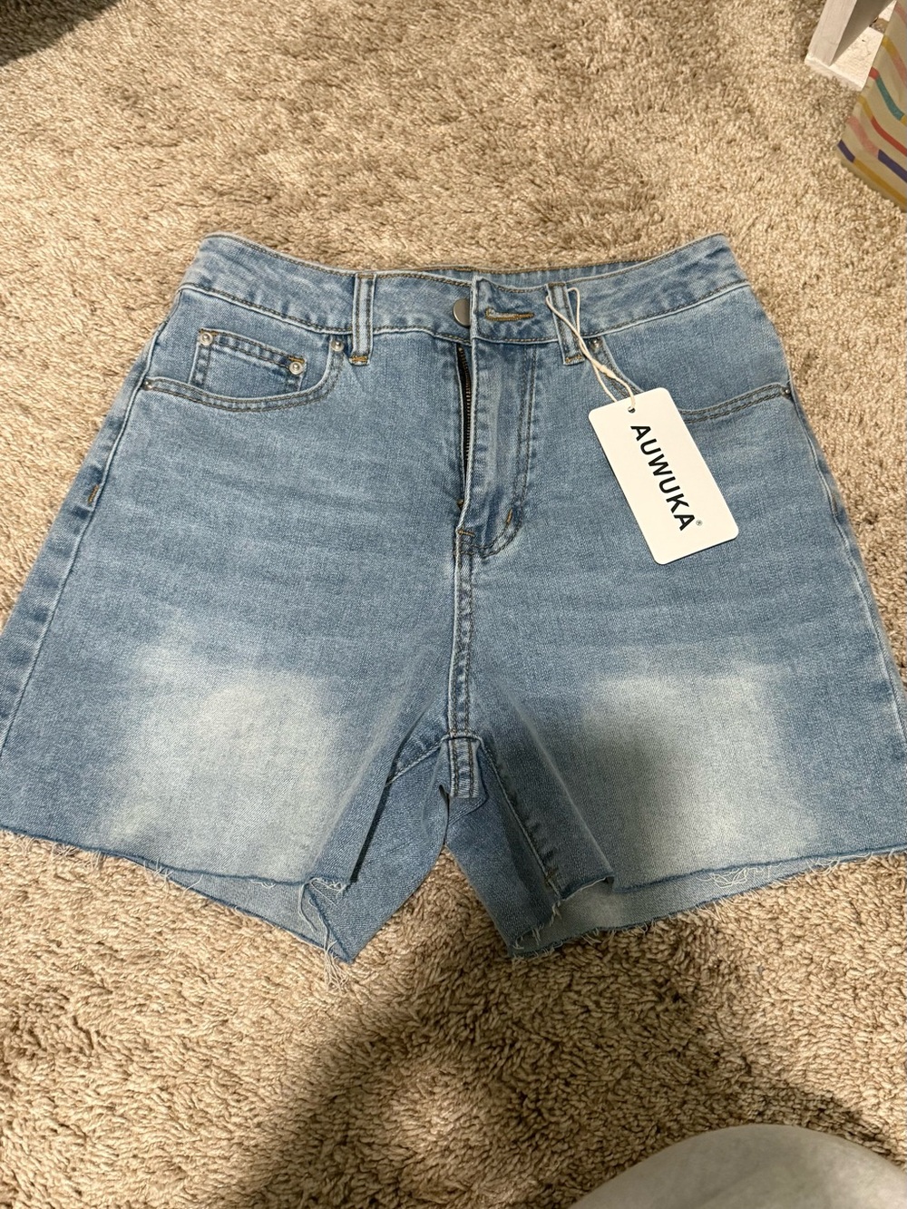 AUWUKA Light Wash Denim Shorts